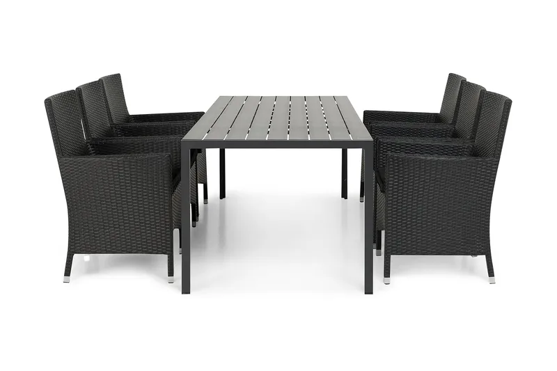 Tunis Matgrupp Utomhus 205 + 6 Thor Fåtölj - Svart/Svart - Products - Utemöbler & utemiljö - Utegrupp - Matgrupp utomhus