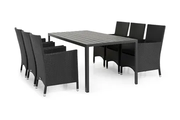 Tunis Matgrupp Utomhus 205 + 6 Thor Fåtölj - Svart/Svart - Products - Utemöbler & utemiljö - Utegrupp - Matgrupp utomhus