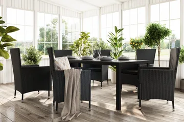 Tunis Matgrupp Utomhus 205 + 6 Thor Fåtölj - Svart/Svart - Products - Utemöbler & utemiljö - Utegrupp - Matgrupp utomhus