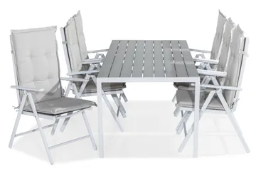 Tunis Matgrupp Utomhus 205x90 + 6 Maggie Positionsstol m Dyna - Vit/Grå/Offwhite - Products - Utemöbler & utemiljö - Utegrupp - Matgrupp utomhus
