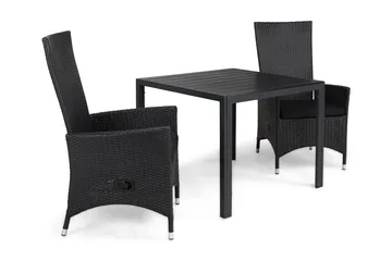 Tunis Matgrupp Utomhus 90 + 2 Jenny Ställbar Fåtölj m Dyna - Svart/Svart/Svart - Products - Utemöbler & utemiljö - Utegrupp - Matgrupp utomhus