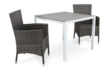 Tunis Matgrupp Utomhus 90 + 2 Thor Fåtölj - Vit/Grå - Products - Utemöbler & utemiljö - Utegrupp - Cafegrupp & cafeset