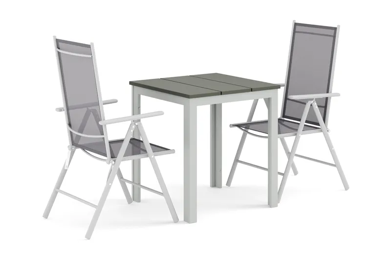 Tunis utomhus caféset 70x70 cm med 2 Maggie positionsstolar - Vit/Grå - Products - Utemöbler & utemiljö - Utegrupp - Matgrupp utomhus