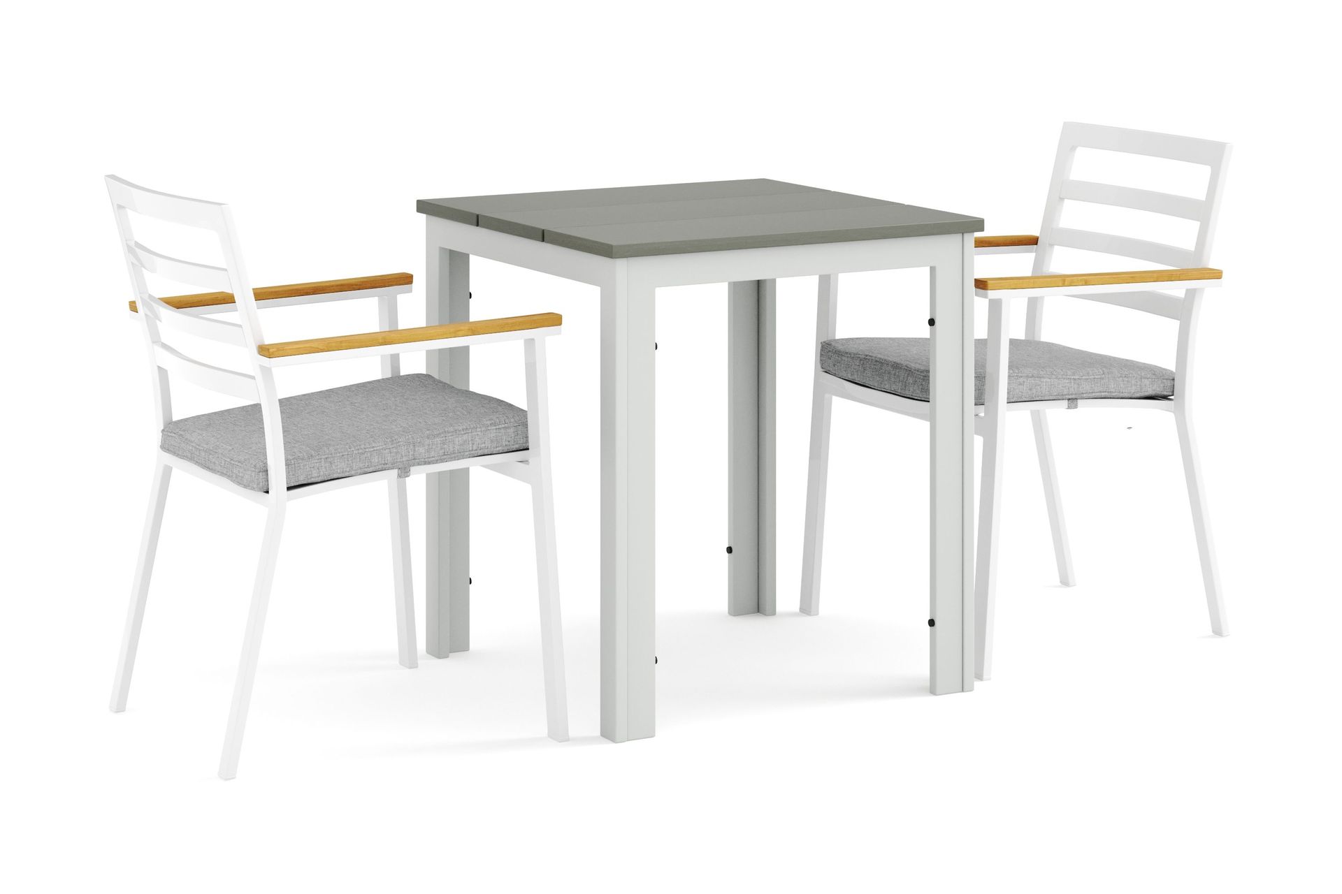 Tunis utomhus caféset 70x70 cm med 2 Oliver karmstolar
