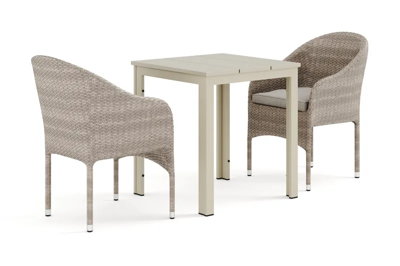 Tunis utomhus caféset 70x70 cm med 2 Thor fåtöljer - Beige/Beige - Products - Utemöbler & utemiljö - Utegrupp - Matgrupp utomhus