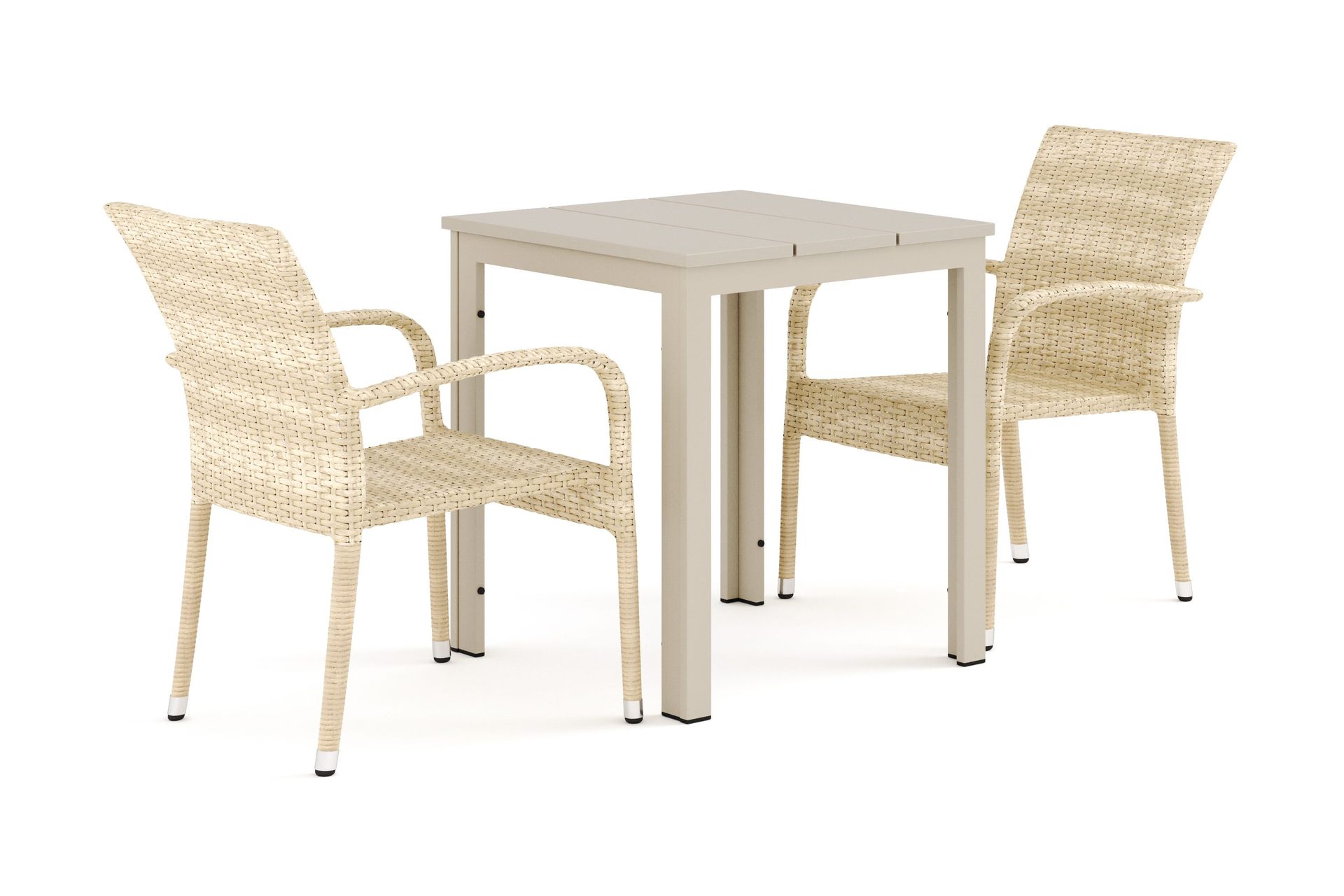Tunis utomhus caféset 70x70 cm med 2 Thor Light utefåtöljer