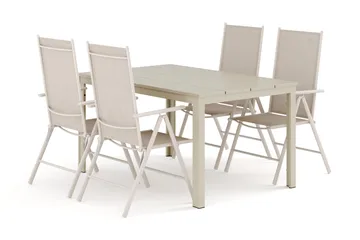 Tunis utomhus matgrupp 140x90 cm med 4 Maggie positionsstolar