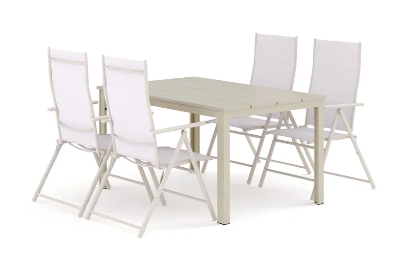 Tunis utomhus matgrupp 140x90 cm med 4 Sanna positionsstolar - Beige/Beige - Products - Utemöbler & utemiljö - Utegrupp - Matgrupp utomhus