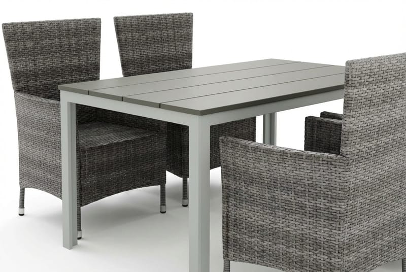 Tunis utomhus matgrupp 140x90 cm med 4 Thor utefåtöljer - Vit/Grå - Products - Utemöbler & utemiljö - Utegrupp - Matgrupp utomhus