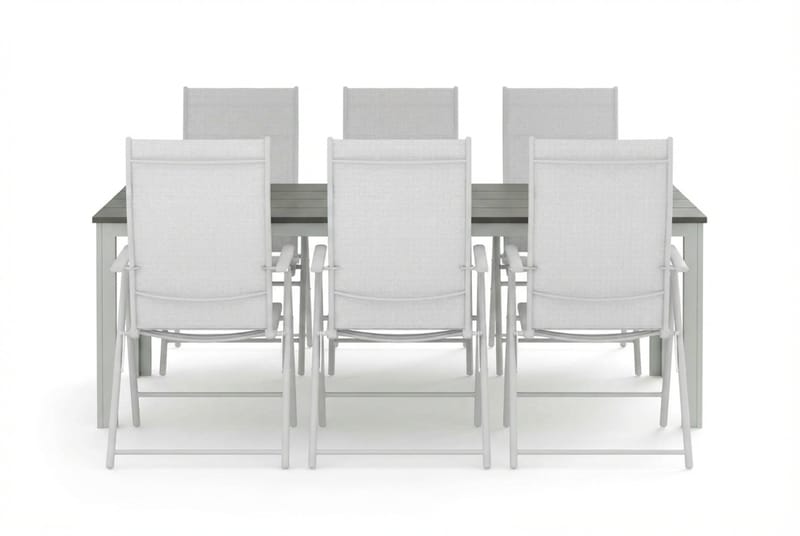 Tunis utomhus matgrupp 205x90 cm med 6 positionsstolar - Vit/Grå - Products - Utemöbler & utemiljö - Utegrupp - Matgrupp utomhus