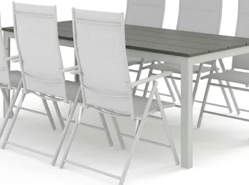 Tunis utomhus matgrupp 205x90 cm med 6 positionsstolar - Vit/Grå - Products - Utemöbler & utemiljö - Utegrupp - Matgrupp utomhus
