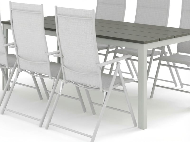 Tunis utomhus matgrupp 205x90 cm med 6 positionsstolar - Vit/Grå - Products - Utemöbler & utemiljö - Utegrupp - Matgrupp utomhus