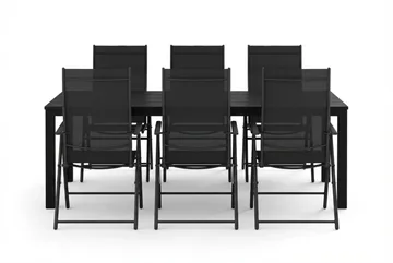 Tunis utomhus matgrupp 205x90 cm med 6 positionsstolar - Svart/Svart - Products - Utemöbler & utemiljö - Utegrupp - Matgrupp utomhus