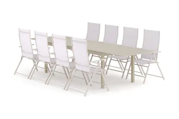 Tunis utomhus matgrupp förlängningsbart 205/305x90 cm med 8 Sanna positionsstolar - Beige/Beige - Products - Utemöbler & utemiljö - Utegrupp - Matgrupp utomhus