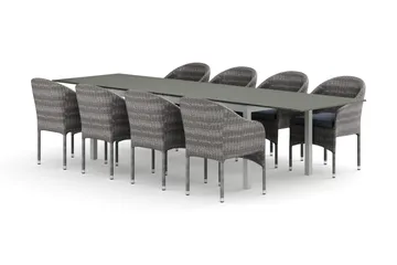 Tunis utomhus matgrupp förlängningsbart 205/305x90 cm med 8 Thor fåtöljer - Vit/Grå - Products - Utemöbler & utemiljö - Utegrupp - Matgrupp utomhus