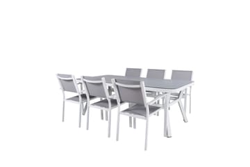 Virya Matgrupp Utomhus 200cm + 6 Copacabana Stapelbara Matstolar Utomhus Vit - Venture Home - Products - Utemöbler & utemiljö - Utegrupp - Matgrupp utomhus