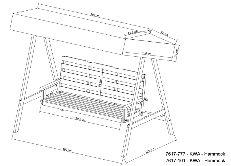 Landet Hammock Gungsoffa med tak i akacia trä inklusive dynor 195x125x159 - Blå / Vit - Products - Utemöbler & utemiljö - Utesoffa - Hammock