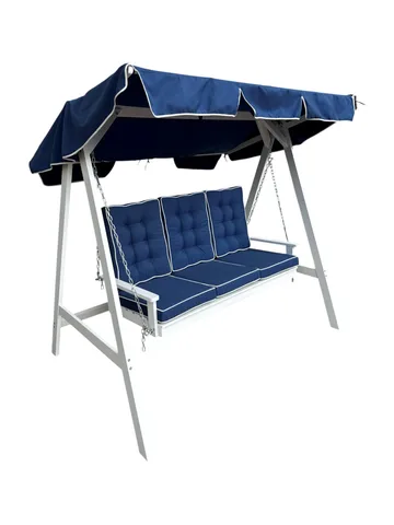 Landet Hammock Gungsoffa med tak i akacia trä inklusive dynor 195x125x159 - Blå / Vit - Products - Utemöbler & utemiljö - Utesoffa - Hammock