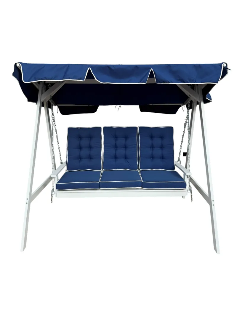 Landet Hammock Gungsoffa med tak i akacia trä inklusive dynor 195x125x159 - Blå / Vit - Products - Utemöbler & utemiljö - Utesoffa - Hammock