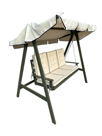 Landet Hammock Gungsoffa med tak i akacia trä inklusive dynor 195x125x159 - Vit / Mörkgrön - Products - Utemöbler & utemiljö - Utesoffa - Hammock