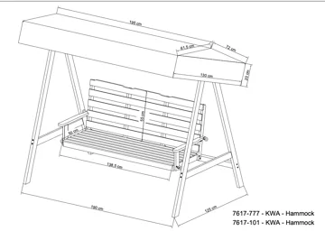 Landet Hammock Gungsoffa med tak i akacia trä inklusive dynor 195x125x159 - Vit / Mörkgrön - Products - Utemöbler & utemiljö - Utesoffa - Hammock