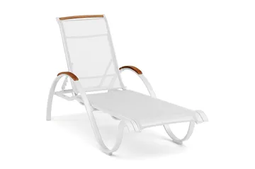 Hillerstorp Nydala Solsäng Vit/Teak - Hillerstorp - Products - Utemöbler & utemiljö - Utestol & trädgårdsstol - Solsäng & solvagn