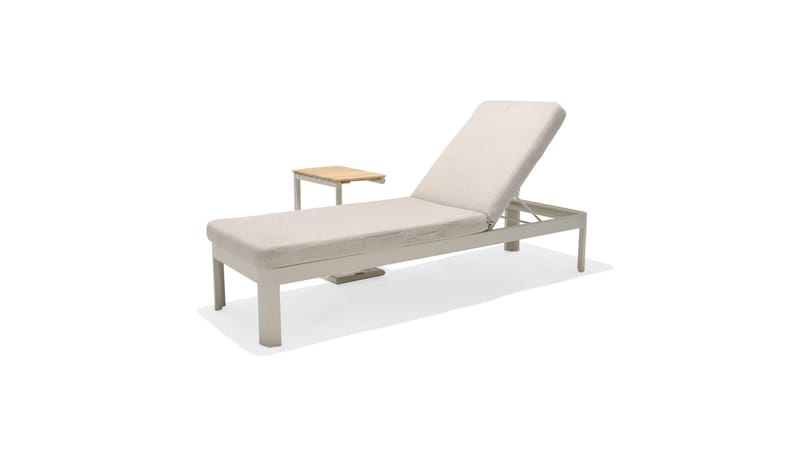 Portals Solsäng med Dyna 189 cm - Vit/Trä - Products - Utemöbler & utemiljö - Utestol & trädgårdsstol - Solsäng & solvagn