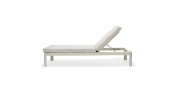 Portals Solsäng med Dyna 189 cm - Vit/Trä - Products - Utemöbler & utemiljö - Utestol & trädgårdsstol - Solsäng & solvagn