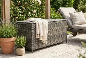 Zahara Dynbox utomhus i konstrotting med handtag 140x60x60 cm - Grå - Products - Utemöbler & utemiljö - Utomhusförvaring - Dynförvaring - Dynbox & dynlåda