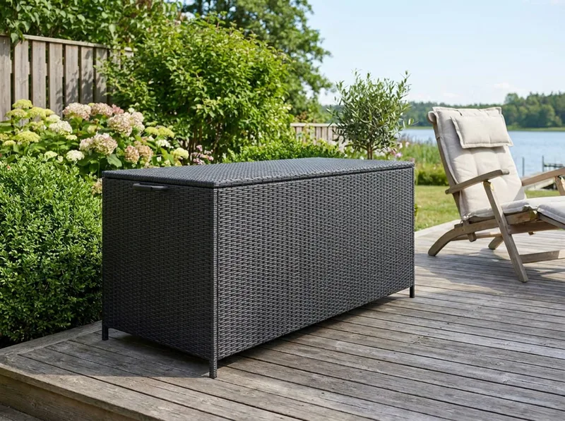 Zahara Dynbox utomhus i konstrotting med handtag 140x60x60 cm - Svart - Products - Utemöbler & utemiljö - Utomhusförvaring - Dynförvaring - Dynbox & dynlåda