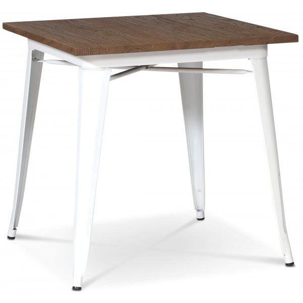 France metallbord 75 x 75 cm - Vit / Brunt trä France metallbord 75 x 75 cm - Vit / Brunt trä