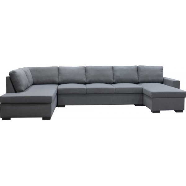 Solna m�rkgr� v�ndbar U-soffa 367 cm + M�beltassar