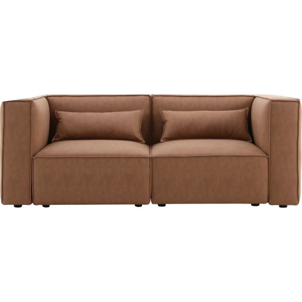 Nees modulsoffa i cognac combo 5 + Textilv�rd f�r m�bler