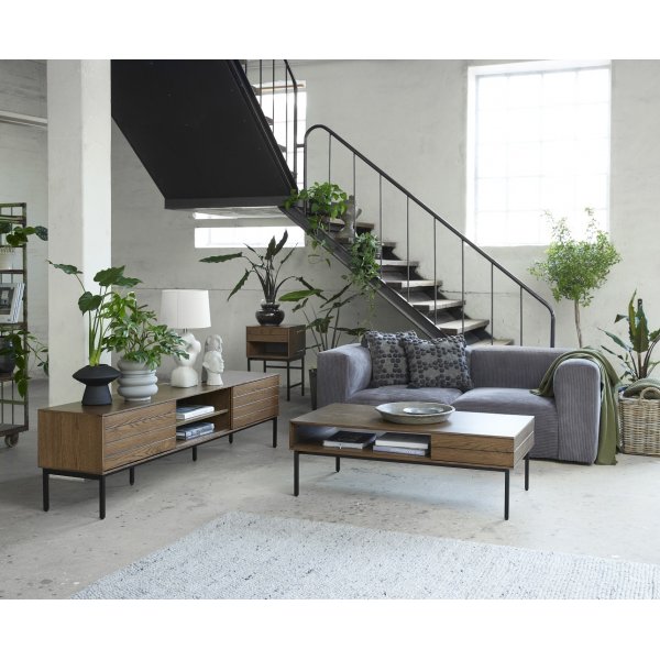 Inez tv-b�nk i brunoljad ek - Bredd 180 cm