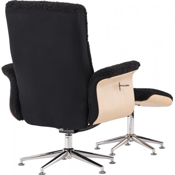 Hag�n reclinerf�t�lj med fotpall - Svart/oljad ek + Reng�ring f�r m�bler