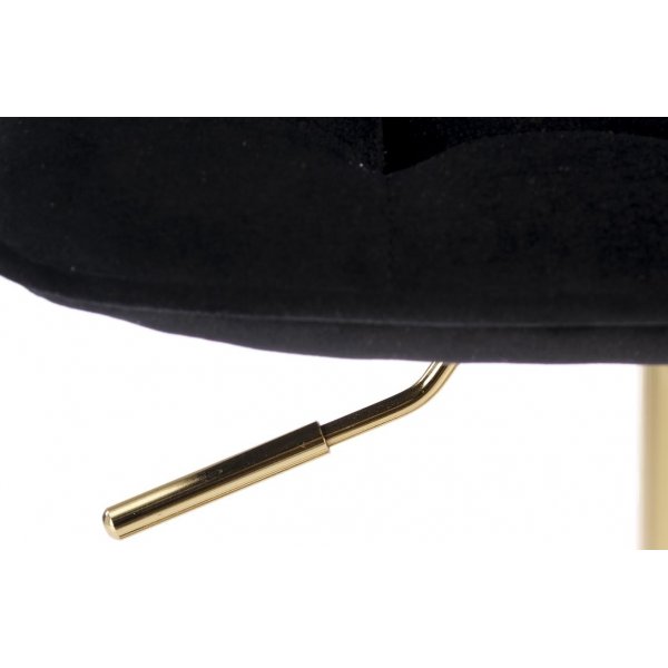 Barstol svart sammet med guldfot - Sitth�jd 62-84 cm + Textilv�rd f�r m�bler