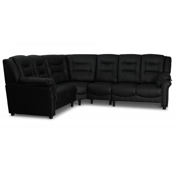 H�rnsoffa svart konstl�der 5-sits - Peking + Reng�ring f�r m�bler