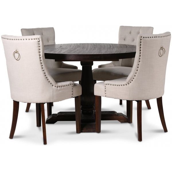 Lamier matgrupp Bord med 4 st Tuva stolar i Beige tyg med rygghandtag + 4.00 x Stolsdyna Lamier matgrupp Bord med 4 st Tuva stolar i Beige tyg med rygghandtag + 4.00 x Stolsdyna
