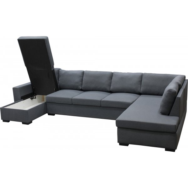 Solna m�rkgr� v�ndbar U-soffa 367 cm + M�beltassar
