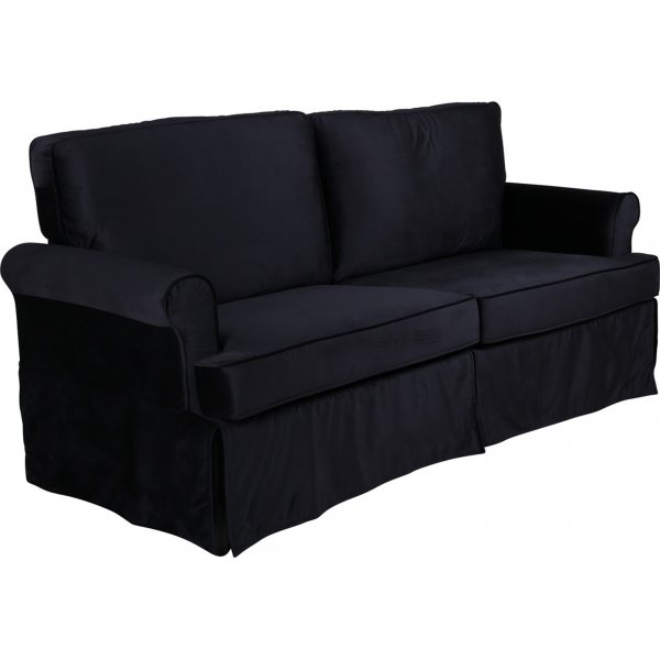 Soffa 2-sits med kjol - Svart sammet - 191 cm bred