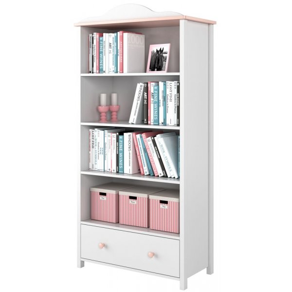 Stephany bokhylla - Vit/rosa