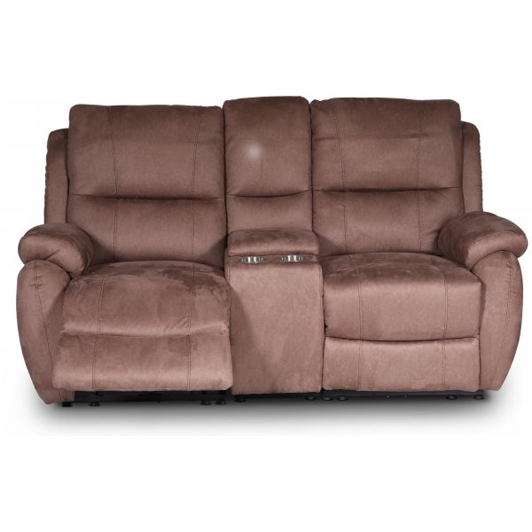 Enjoy Hollywood Biosoffa - 2-sits recliner (el) i brunt microfibertyg