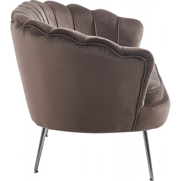 Soffa 2-sits brun sammet med kromade ben