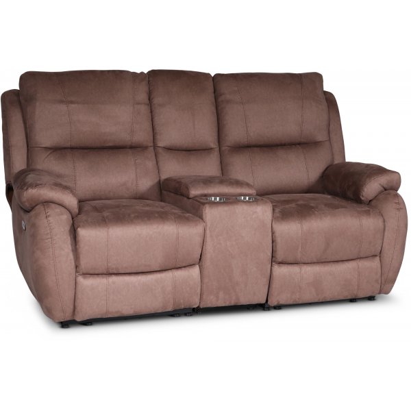 Enjoy Hollywood Biosoffa - 2-sits recliner (el) i brunt microfibertyg