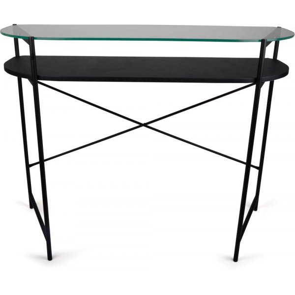 Dinia svart konsolbord med glashylla 100 x 35 cm