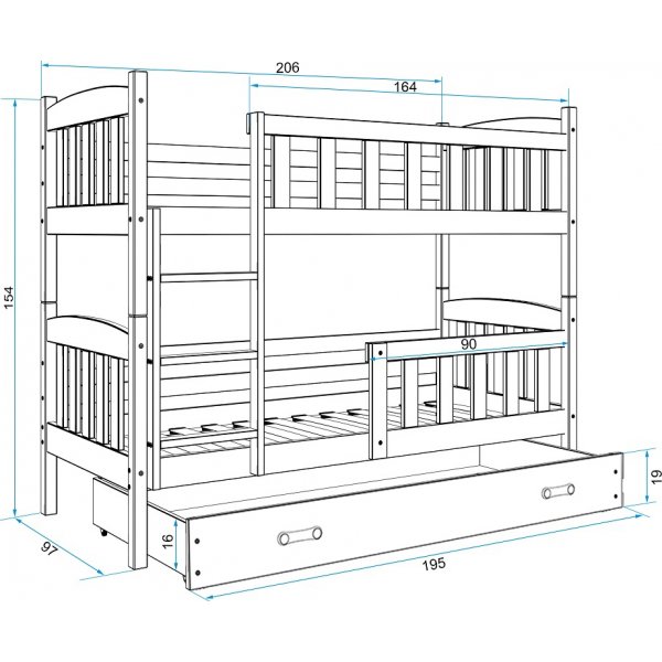 Kubus våningssäng med förvaringslåda - Valfri färg & storlek Kubus våningssäng med förvaringslåda - Valfri färg & storlek