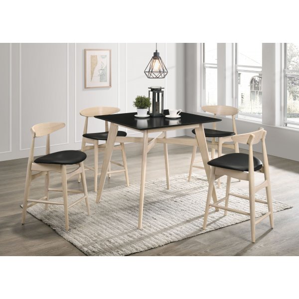 Barbord med 4 st barstolar - Whitewash/svart