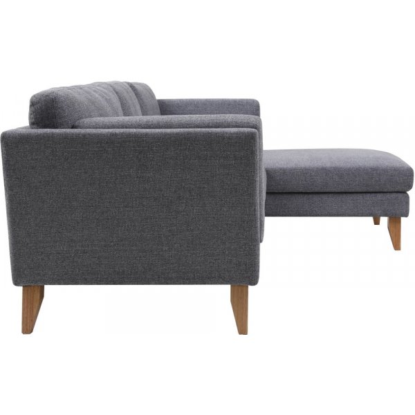 Soffa med divan gr�tt tyg - 260 cm bred