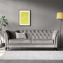 Soffa chesterfield 3-sits gr� - Henry + Reng�ring f�r m�bler