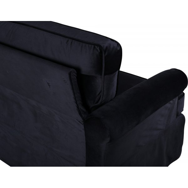 Soffa 2-sits med kjol - Svart sammet - 191 cm bred
